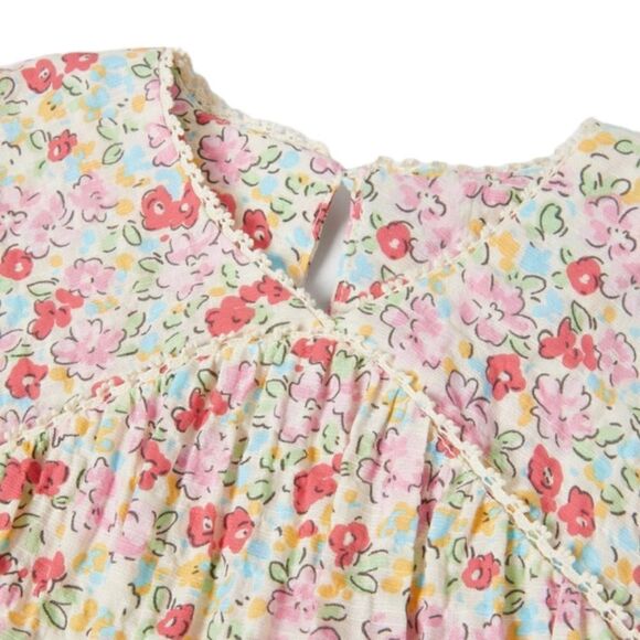 ZARA Kids | Pink | TEXTURED FLORAL LACE TRIM SHIRT - Picture 3 of 5